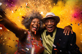 Generative ai senior black couple partying celebrating