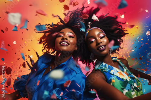 Generative ai young black women friends partying