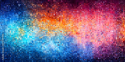 Digital colorful glitter square mosaic abstract texture background.