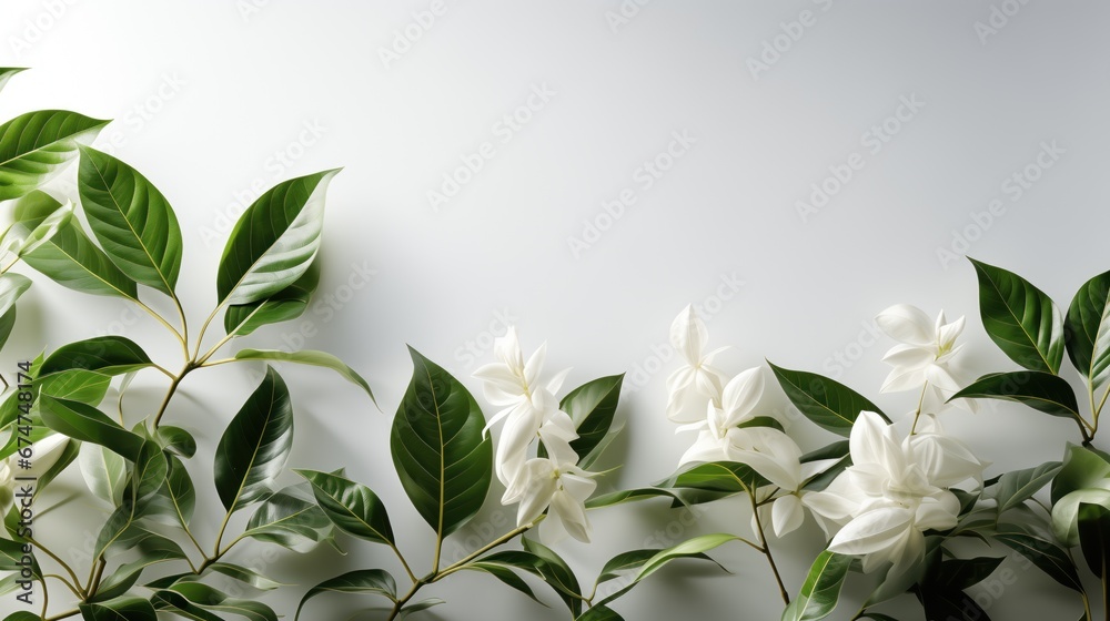 Obraz premium Background of Nature Plant on white background, top view