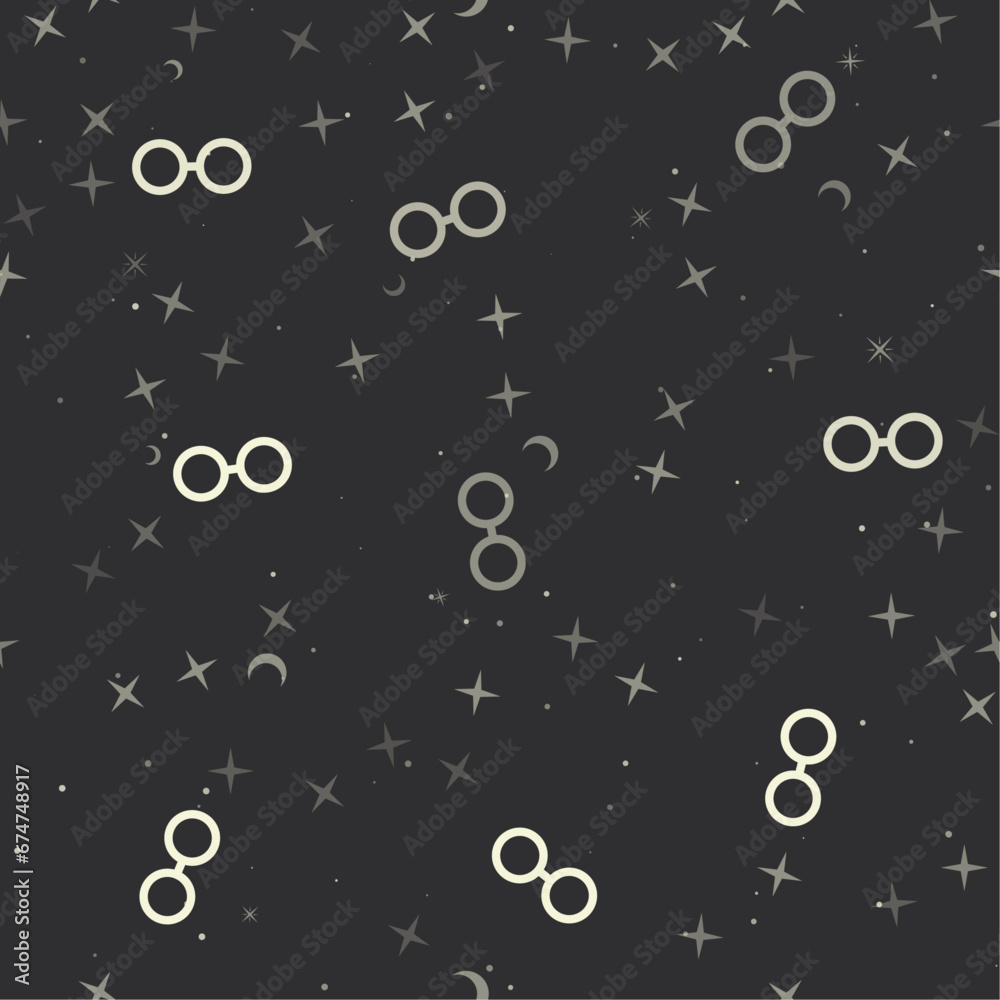 Seamless pattern with stars, astrological opposition symbols on black background. Night sky. Vector illustration on black background Seamless pattern with stars, astrological opposition symbols on black background. Night sky. Vector illustration on black background