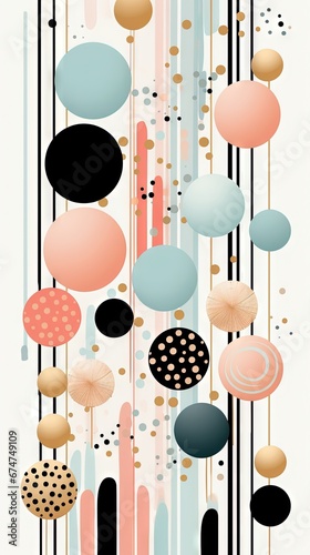 Pois abstraits, tampons et superpositions numériques floraux, or rose, palette de couleurs audacieuses, emblématique, géométrique. Idéal comme arrière-plan ou fond d'écran. IA générative, IA