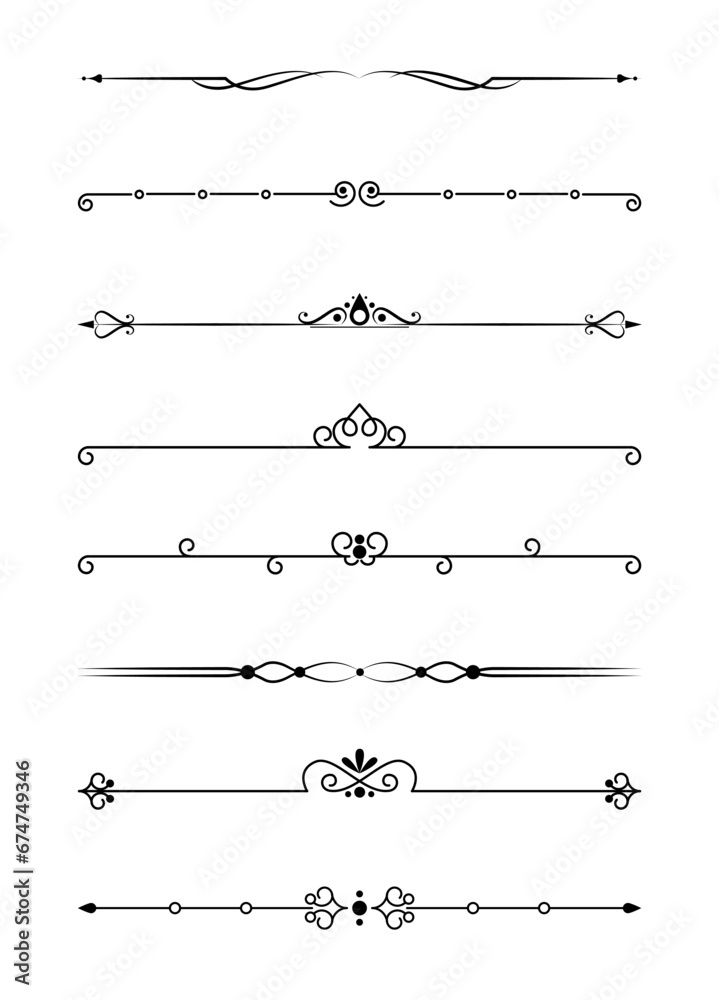 Calligraphic ornamental divider set