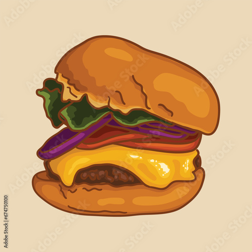 Bison burger. Popular types of burgers.