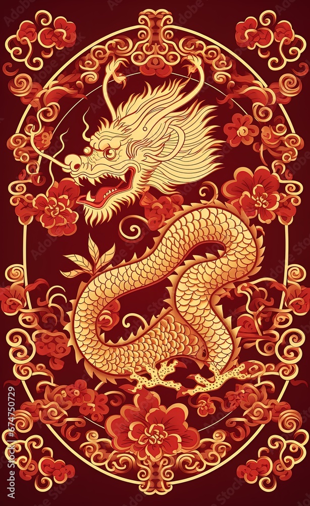 Background of Chinese new year, year of the dragon , Chinese Dragon zodiac symbol, Lunar new year concept