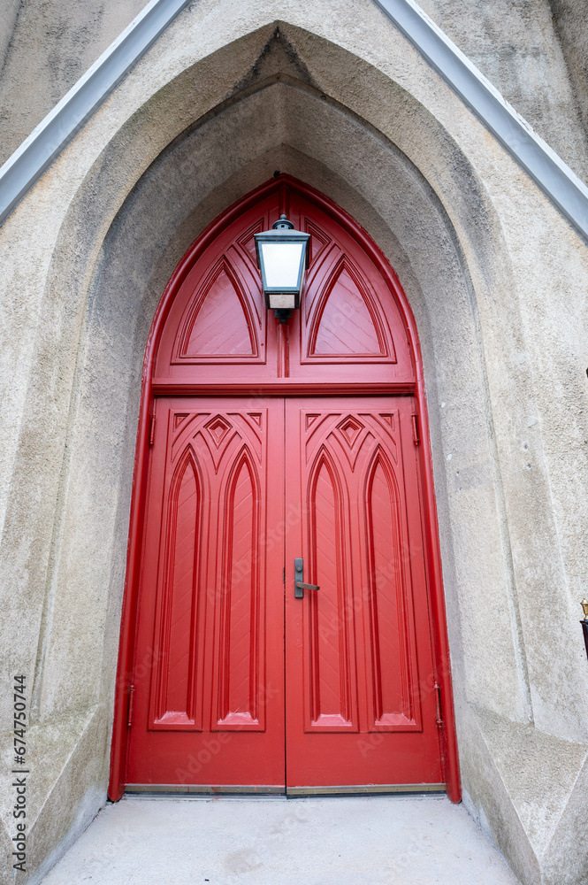 red door at church