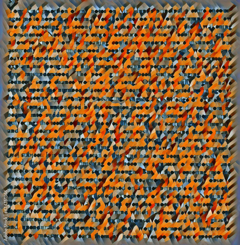 A fiery abstract pattern with letters