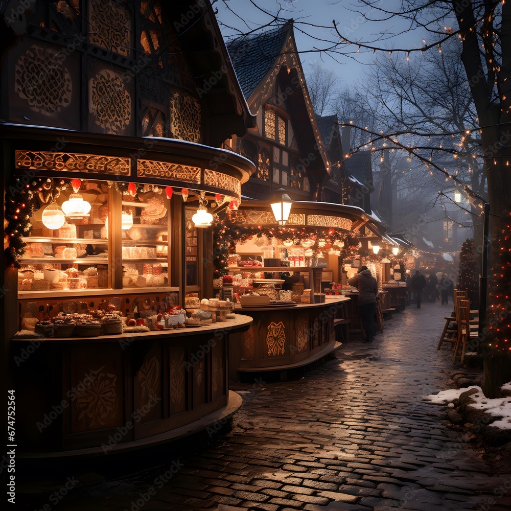 Traditional christmas market in Riga, Latvia. Christmas market in winter.