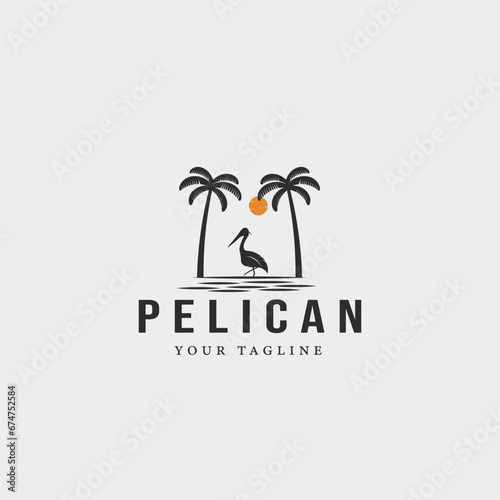 pelican bird logo vintage vector illustration template icon graphic design photo
