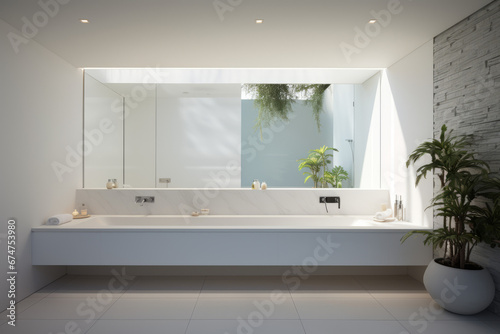 modern bathroom in close touch with nature, Generative AI