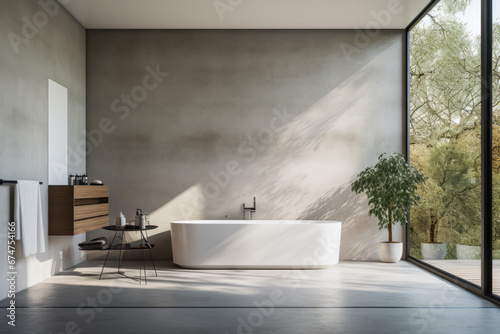 modern bathroom in close touch with nature  Generative AI