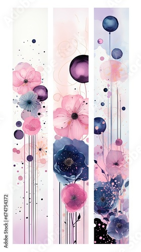 Pois abstraits, tampons et superpositions numériques floraux, or rose, palette de couleurs audacieuses, emblématique, géométrique. Idéal comme arrière-plan ou fond d'écran. IA générative, IA