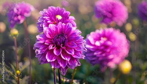 Dahlia flower in field with blur background