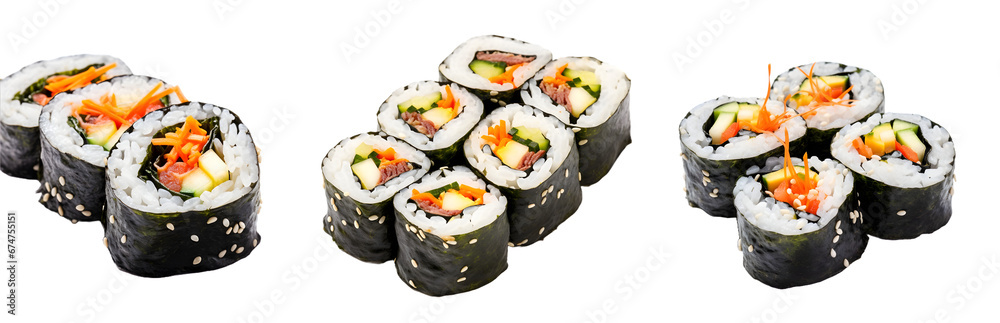 Gimbap isolated on transparent PNG background, Korean food, Generative Ai Gimbap isolated on transparent PNG background, Korean food, Generative Ai