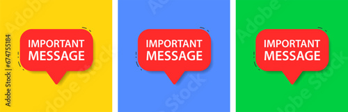 Important message in the speech bubble. Information text symbol. Announce banner. Attention. Announcement. Vector sign.