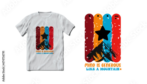 Mountain t shirt design, vintage mountain t shirt design with flag, Vector camping time illustration