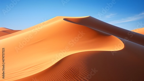 Panoramic view of sand dunes in the Sahara desert in Morocco