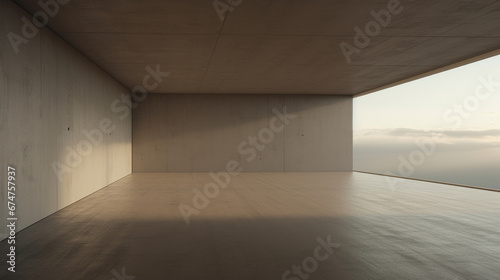 Minimalist interior modern light brown empty room. Copy space. Generative AI