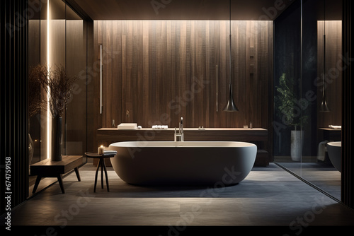 modern black stone bathroom interior  Generative AI