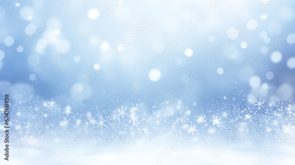 Winter sky with falling snow. Snowflakes, snowfall background. 
