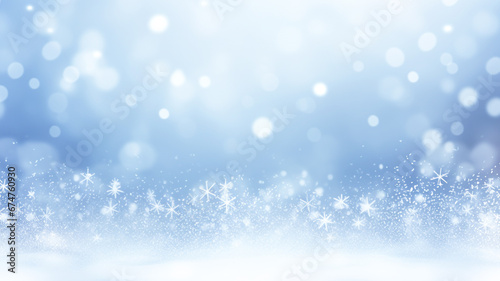 Winter sky with falling snow. Snowflakes  snowfall background.  