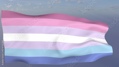 Loop der Pride Bigender Fahne wehend im Wind als Nahaufnahme 4K	
