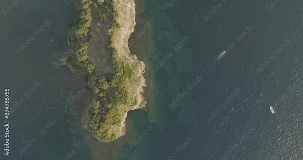 Small Promontory Aerial view of Punta Serra, a small promontory with high cliffs on the ...