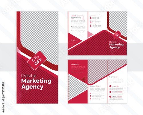 Creative vector business trifold brochure design template