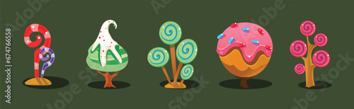 Fantasy Sweets and Confection Elements for Game Ui Design Vector Set