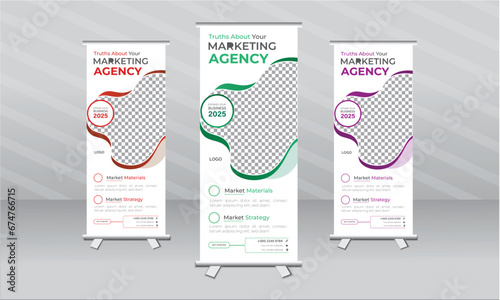  Vector business roll up display standee for presentation purpose design whit 3 colors
