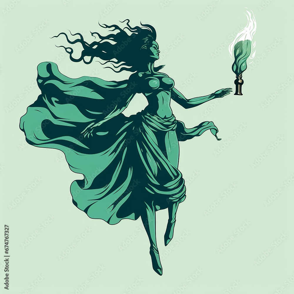 silhouette of a woman's body printed on it, disguised as a legless