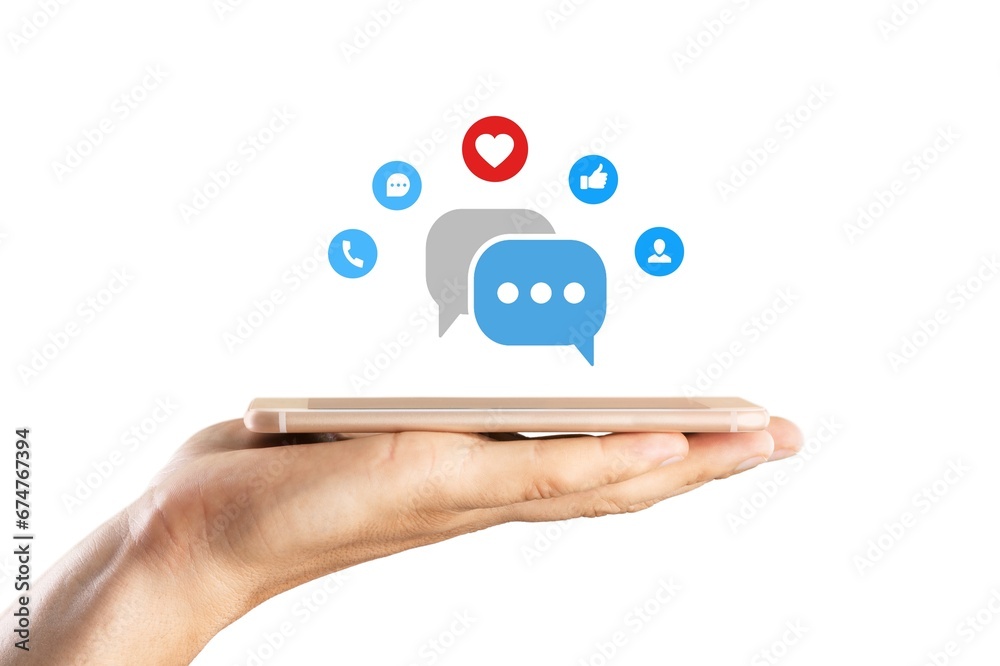 Person use a smartphone with social media image Person use a smartphone with social media image