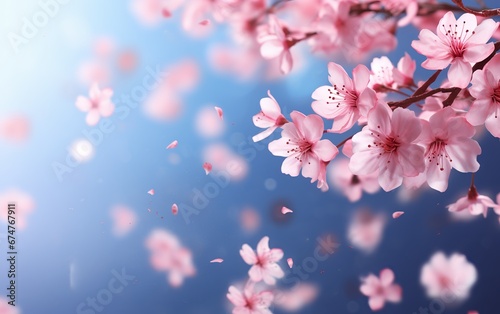 Dreamy Cherry Blossoms, Sakura Falling in Springtime