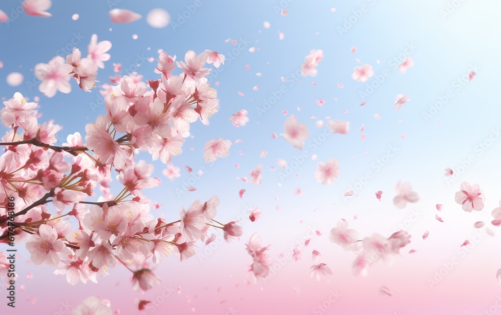 Dreamy Cherry Blossoms, Sakura Falling in Springtime Dreamy Cherry Blossoms, Sakura Falling in Springtime