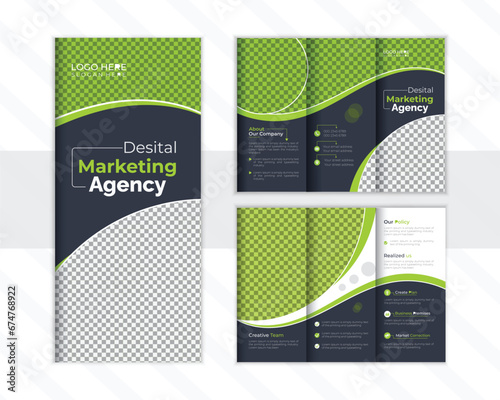 Creative vector business trifold brochure design template