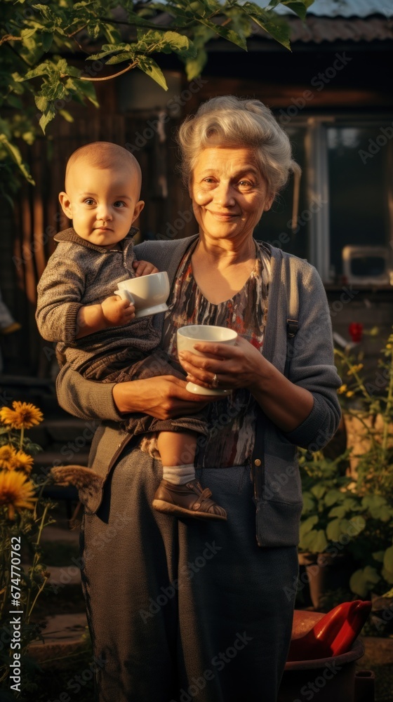 A woman holding a baby in her arms