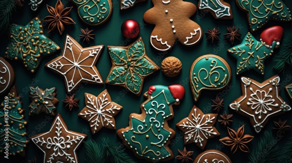 A table topped with lots of decorated christmas cookies