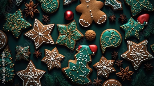 A table topped with lots of decorated christmas cookies