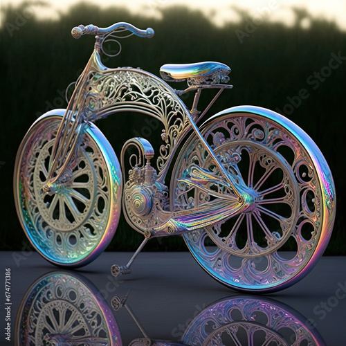  iridescent carnival glass bike 