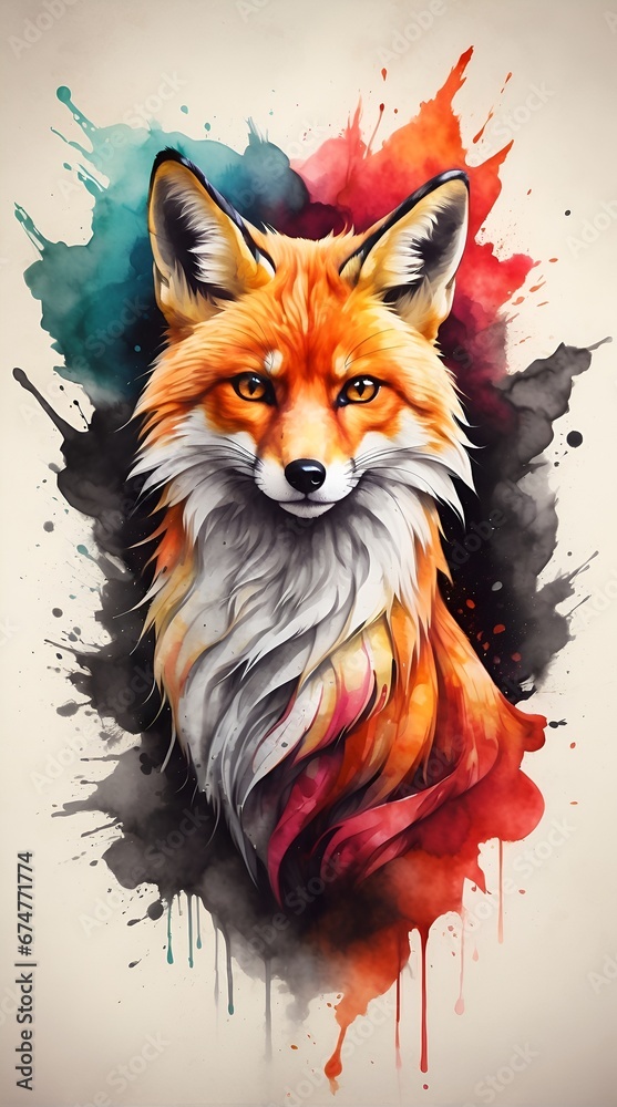 Wolf watercolour cartoon Wolf watercolour cartoon