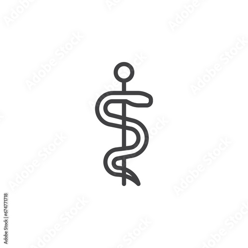 Staff of asclepius line icon