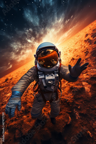 Astronaut auf dem Mars photo