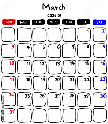 2024년 3월 달력