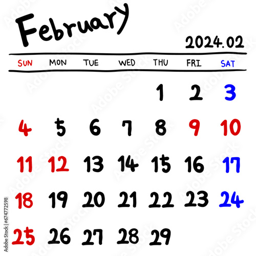 2024년 2월 달력
