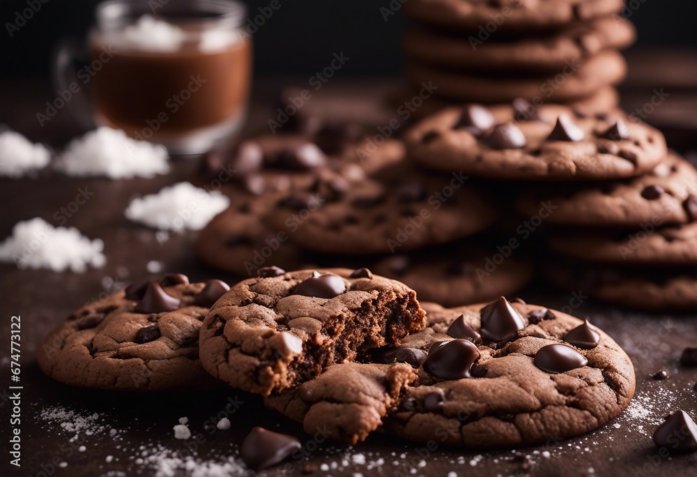 Chocolate cookies with chocolate chips and salt Chocolate cookies with chocolate chips and salt