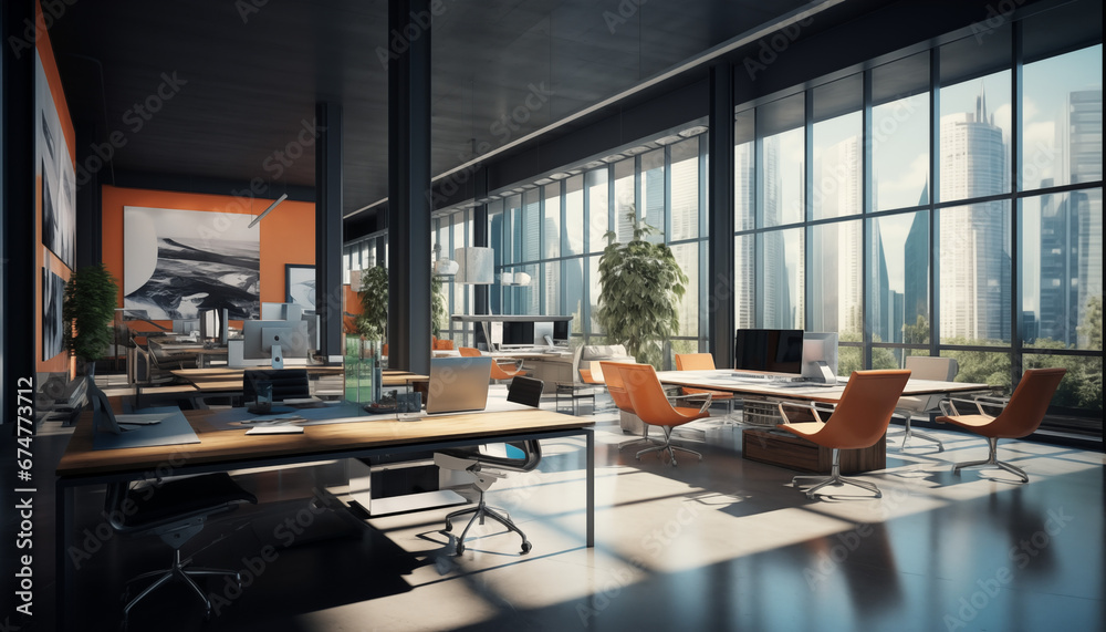 interior of a modern office. AI generated