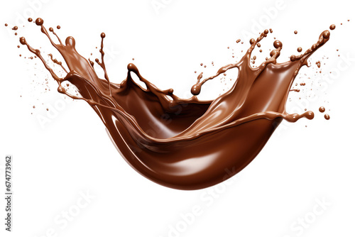Splash of chocolate isolated on transparent or white background, PNG