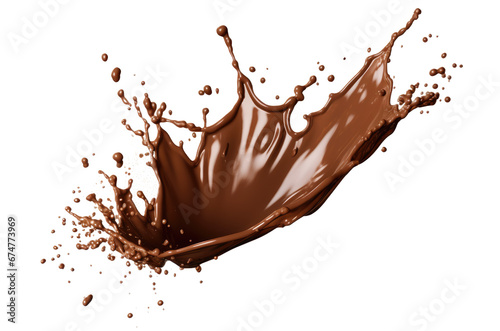 Splash of chocolate isolated on transparent or white background, PNG
