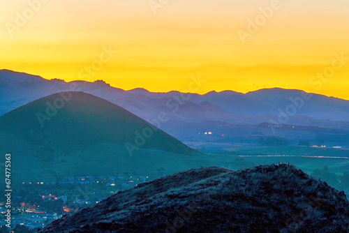Fototapeta Naklejka Na Ścianę i Meble -  Sunset, sunrise over Mountains, valley 
