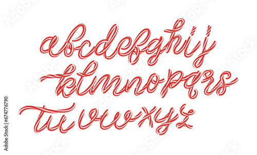 Candy cane letters set. Sweet lollipop font. Festival style vector latin alphabet. Fonts for event, promo, logo, banner, monogram and poster. Typeset design. Christmas holidays concept. 
